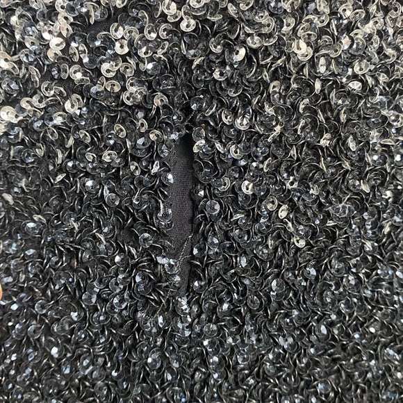 Pamella Roland Silk & Sequin Gunmetal & Black Draped Open Back Dress size 8 - Picture 8 of 16